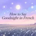 how do you say goodnight in french